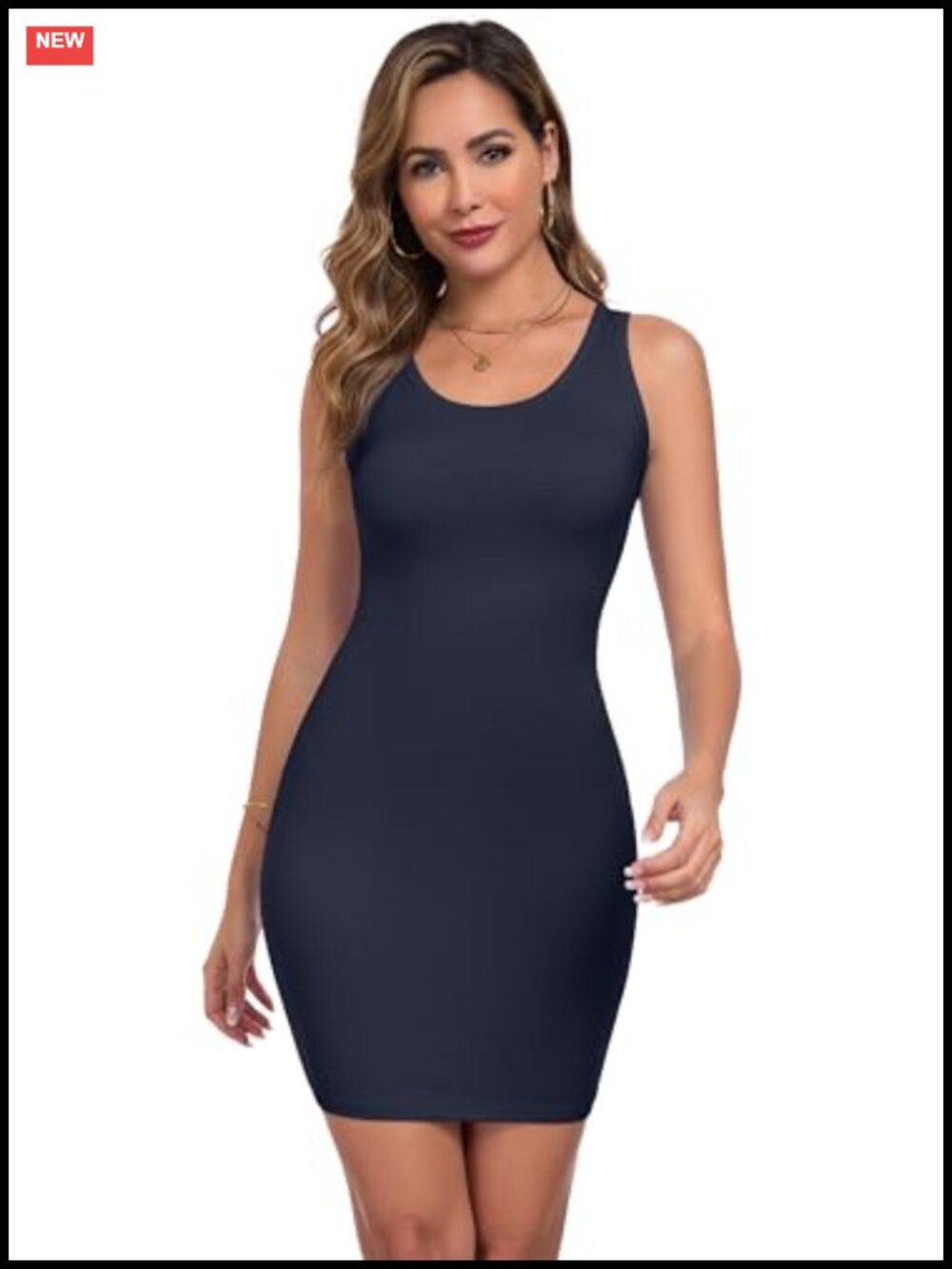 Women's Ribbed Sleeveless Bodycon Mini Tank Dress Summer Casual